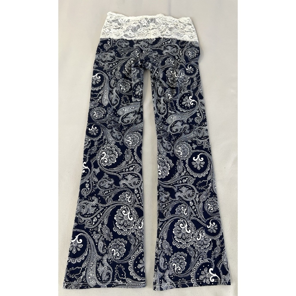 VTG Chatoyant Bootcut Bottoms Sz Medium Leggings Lace Waist Y2K Yoga USA - Picture 9 of 10